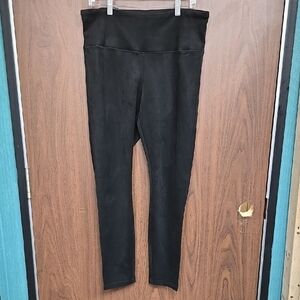 Hilary Radley Black High Waist Stretch Suede Leggings